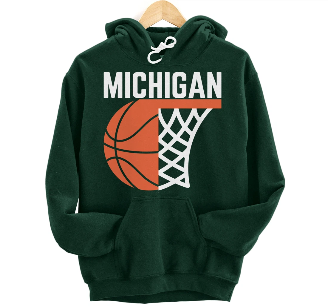 Michigan USA State net ball basketball graphic sport players Pullover Hoodie