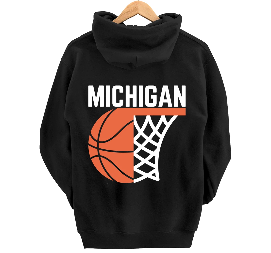 Michigan USA State net ball basketball graphic sport players Pullover Hoodie