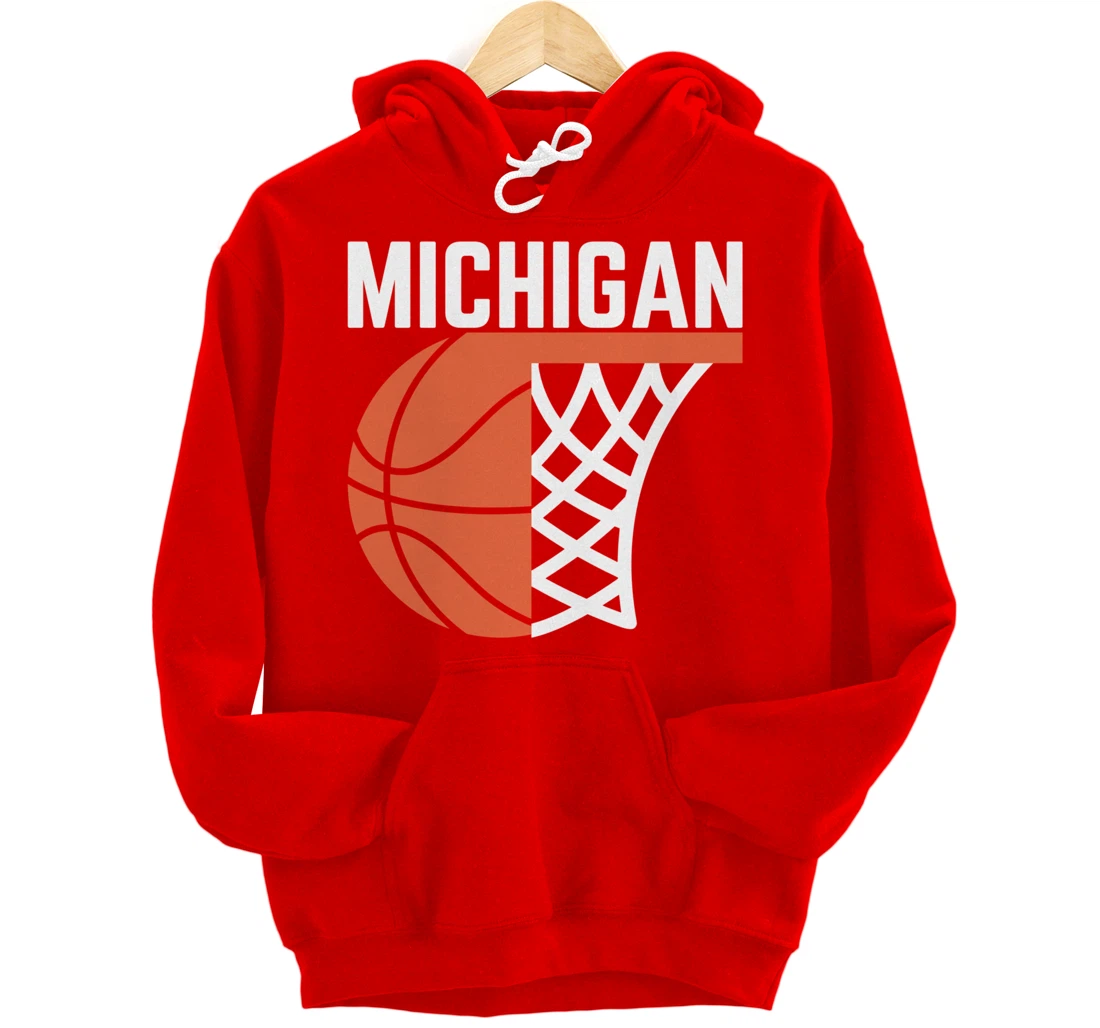 Michigan USA State net ball basketball graphic sport players Pullover Hoodie