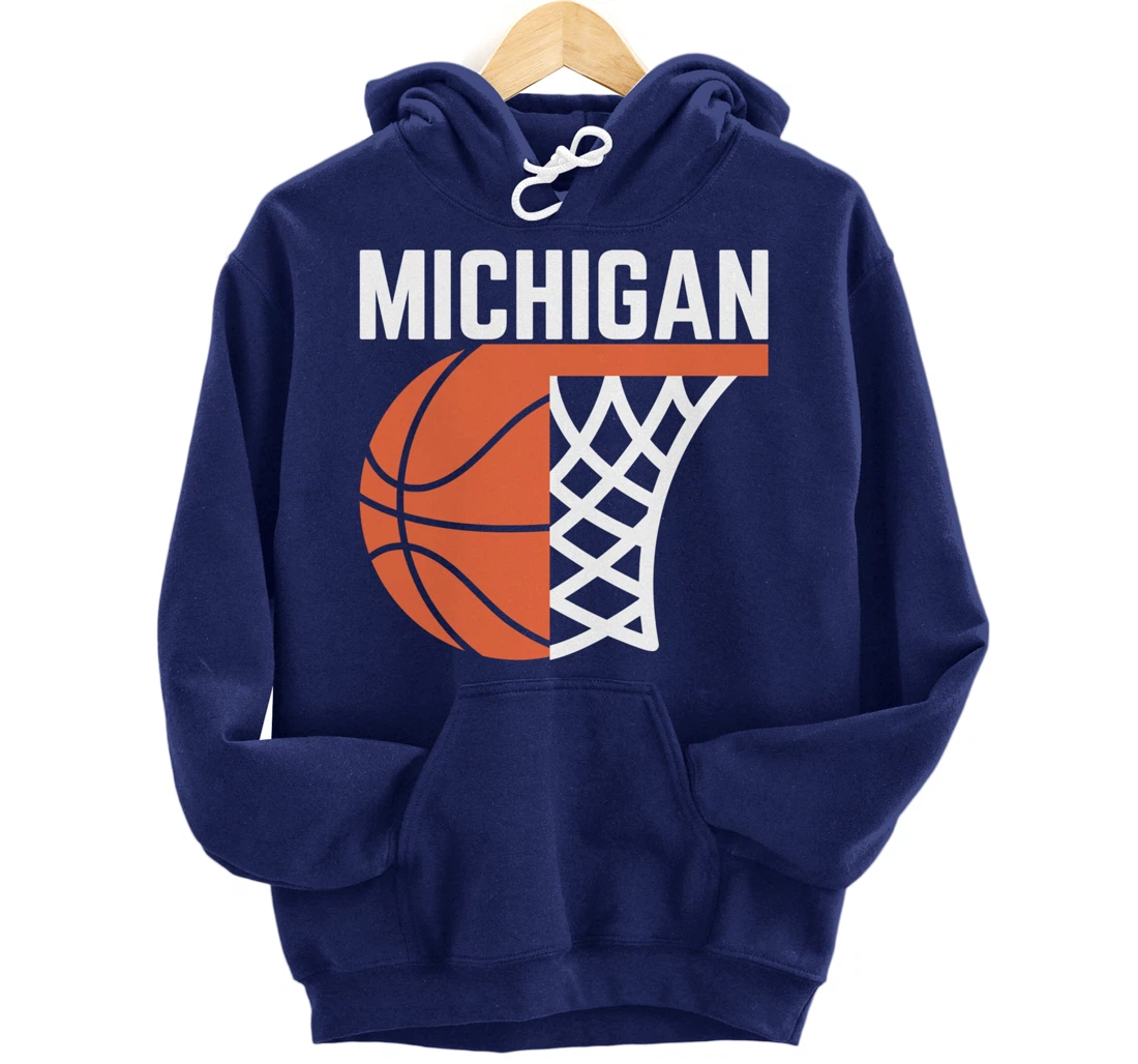 Michigan USA State net ball basketball graphic sport players Pullover Hoodie