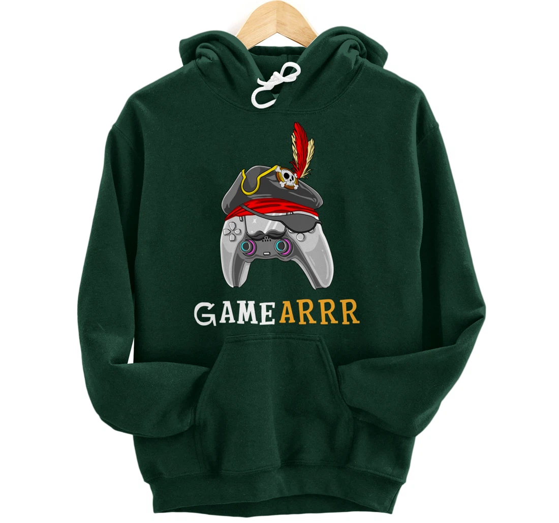 Gamearrr Gamer Pirate Hat Gaming Video Game Controller Pullover Hoodie