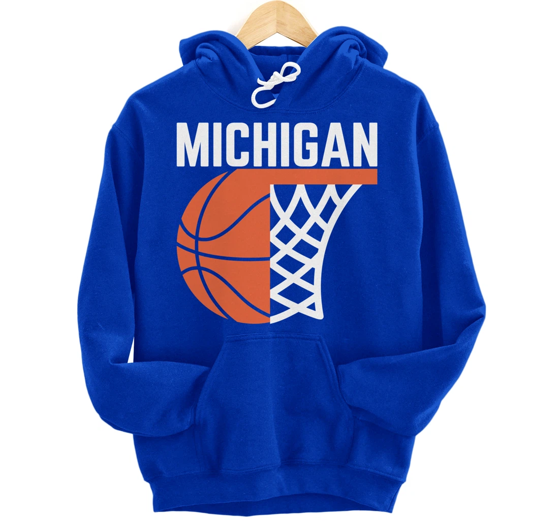 Michigan USA State net ball basketball graphic sport players Pullover Hoodie
