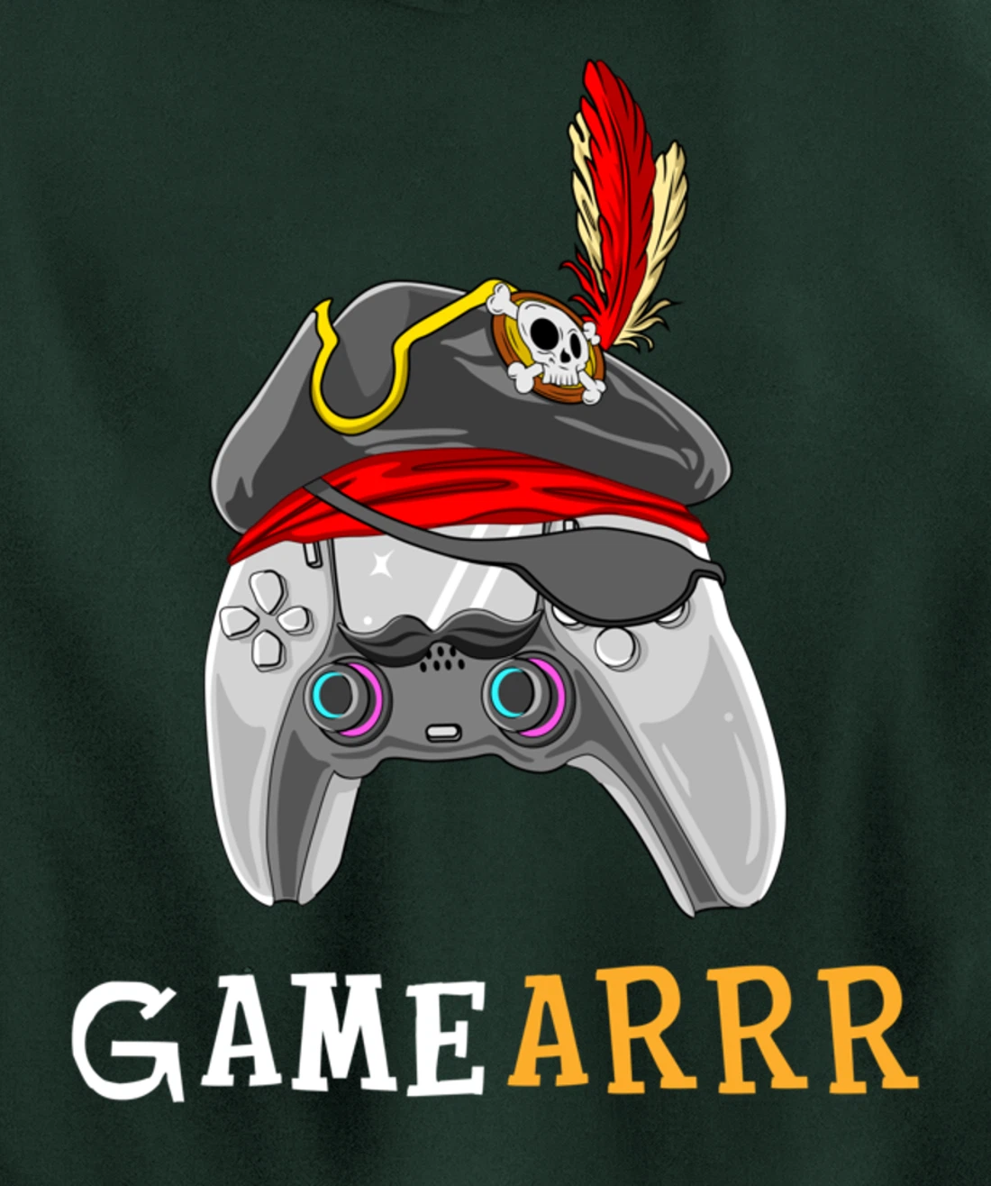 Gamearrr Gamer Pirate Hat Gaming Video Game Controller Pullover Hoodie