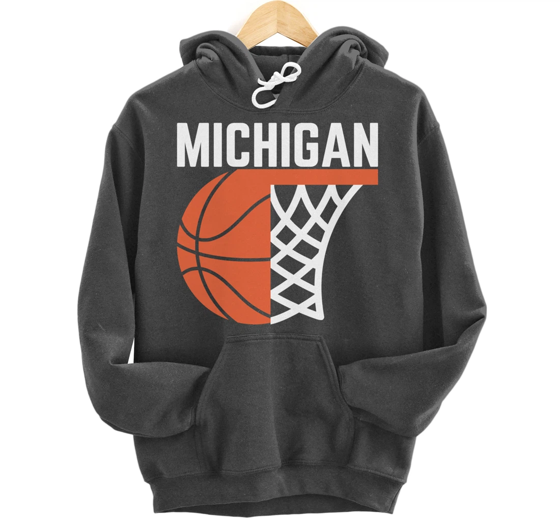 Michigan USA State net ball basketball graphic sport players Pullover Hoodie