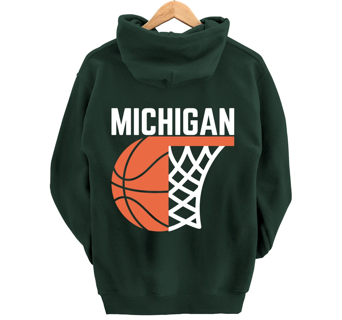 Michigan USA State net ball basketball graphic sport players Pullover Hoodie