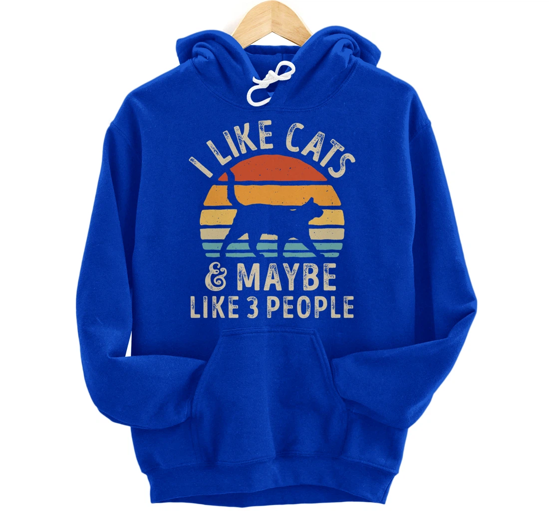 I Like Cats And Maybe Like 3 People Cat Retro Men Pullover Hoodie