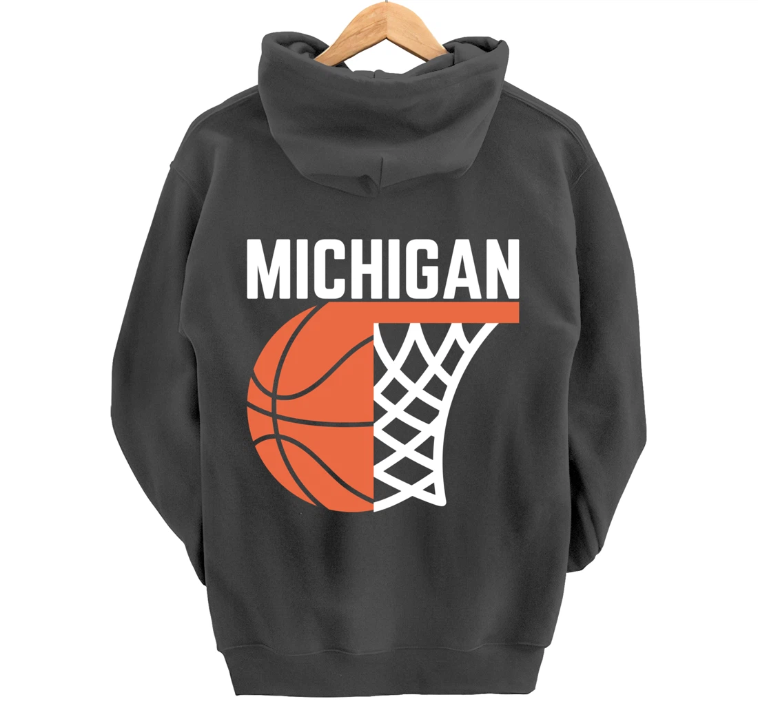Michigan USA State net ball basketball graphic sport players Pullover Hoodie