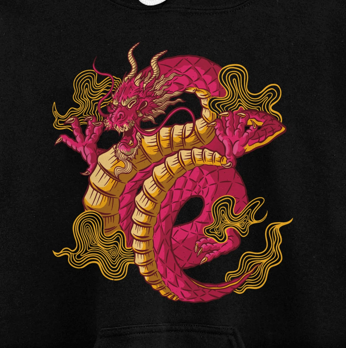 Cool Colorful Chinese Dragon Backside Pullover Hoodie