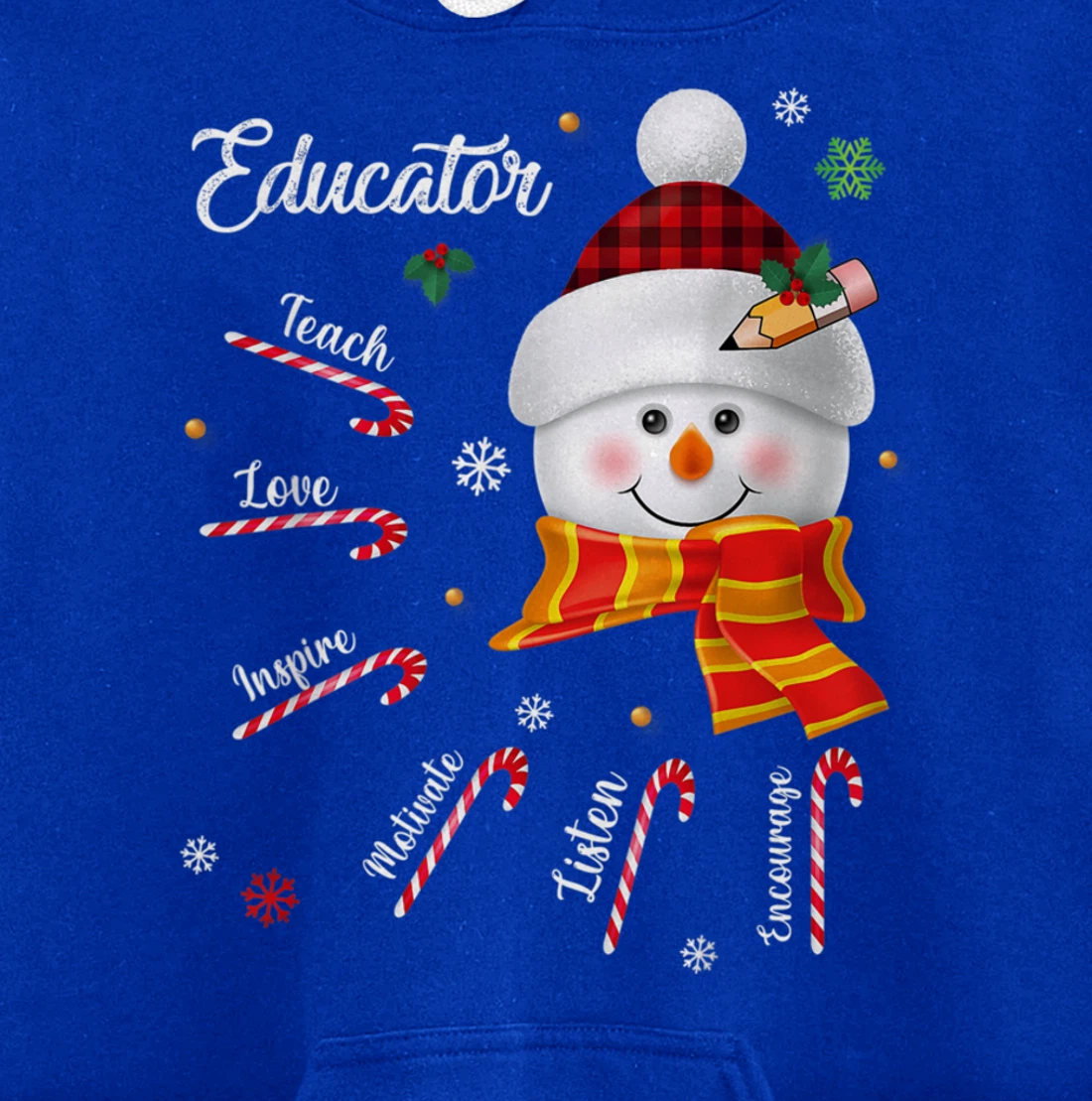 Teach Love Inspire Educator Lover Snowman Pullover Hoodie