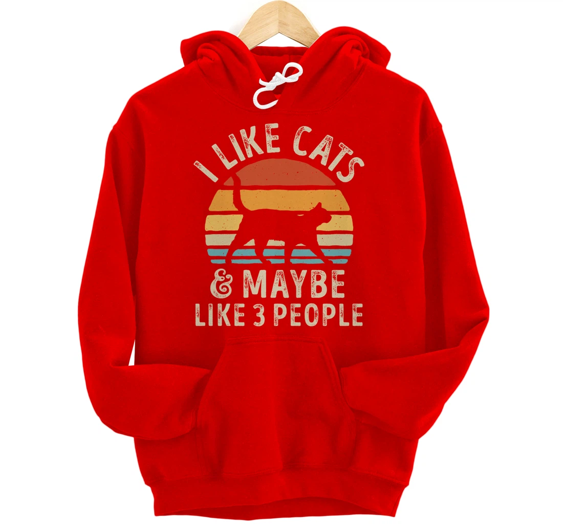 I Like Cats And Maybe Like 3 People Cat Retro Men Pullover Hoodie