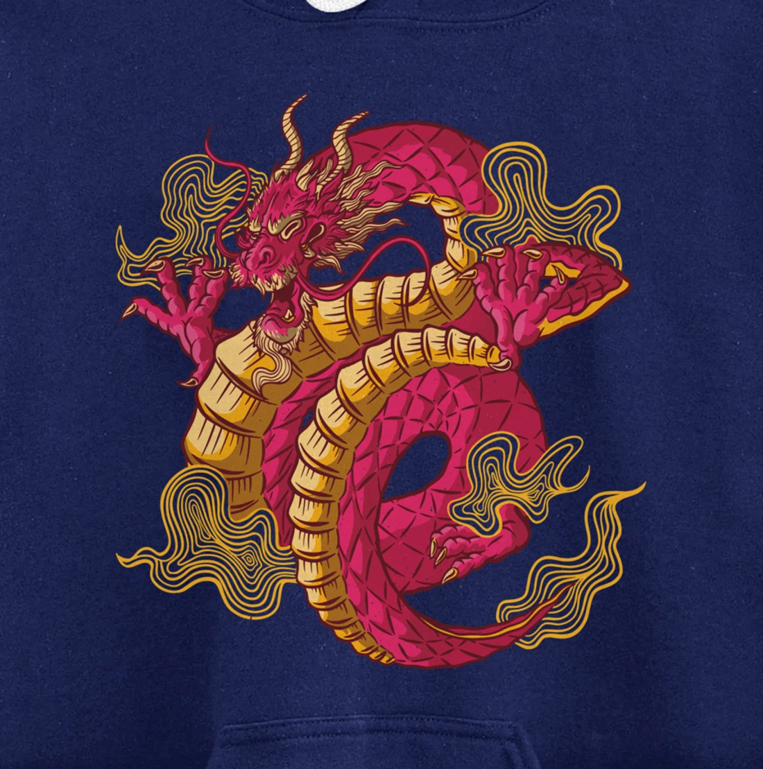 Cool Colorful Chinese Dragon Backside Pullover Hoodie