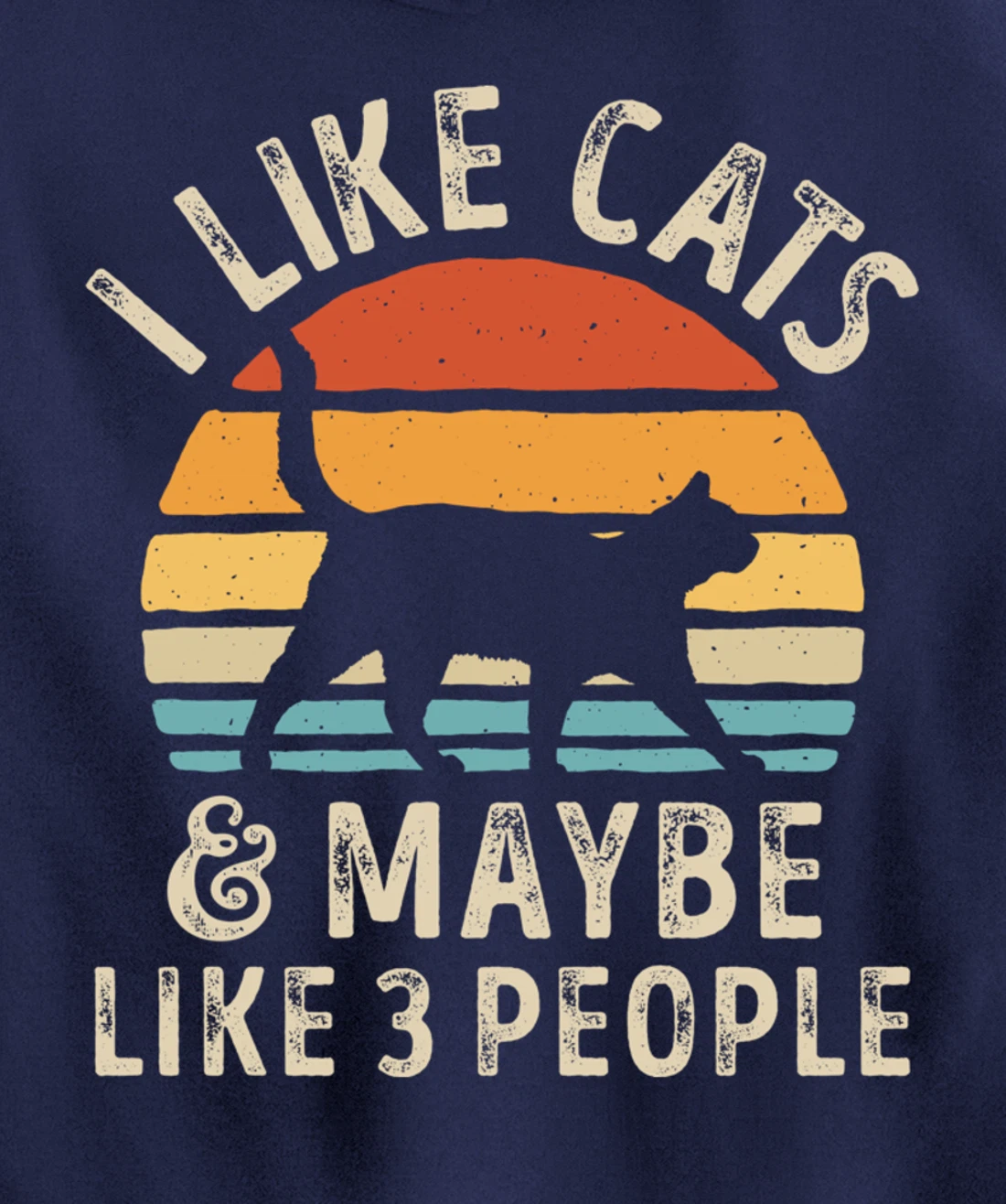 I Like Cats And Maybe Like 3 People Cat Retro Men Pullover Hoodie