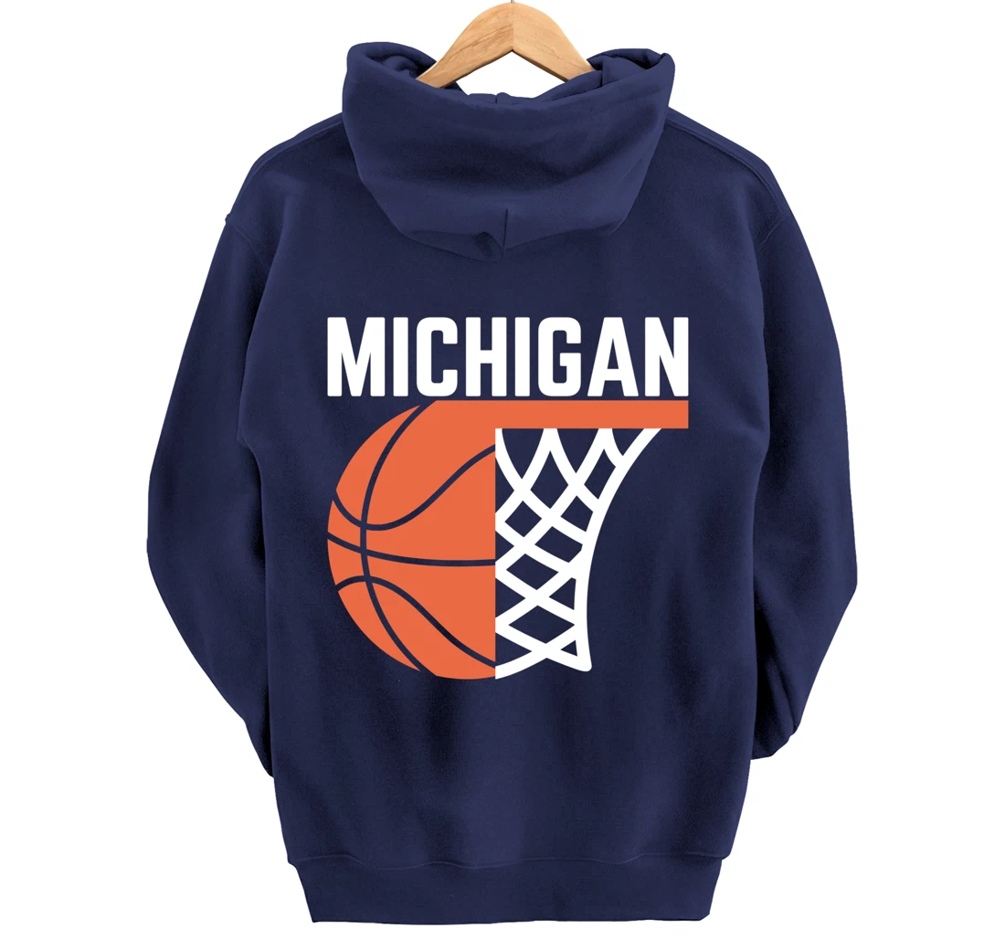 Michigan USA State net ball basketball graphic sport players Pullover Hoodie
