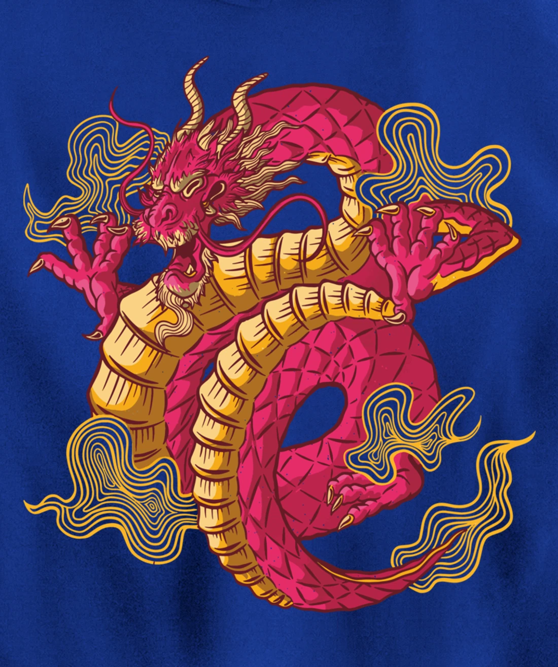 Cool Colorful Chinese Dragon Backside Pullover Hoodie
