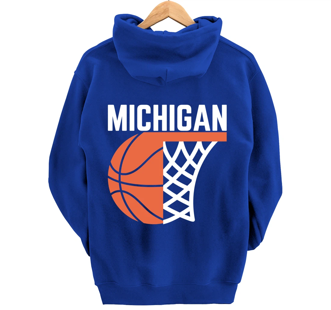 Michigan USA State net ball basketball graphic sport players Pullover Hoodie