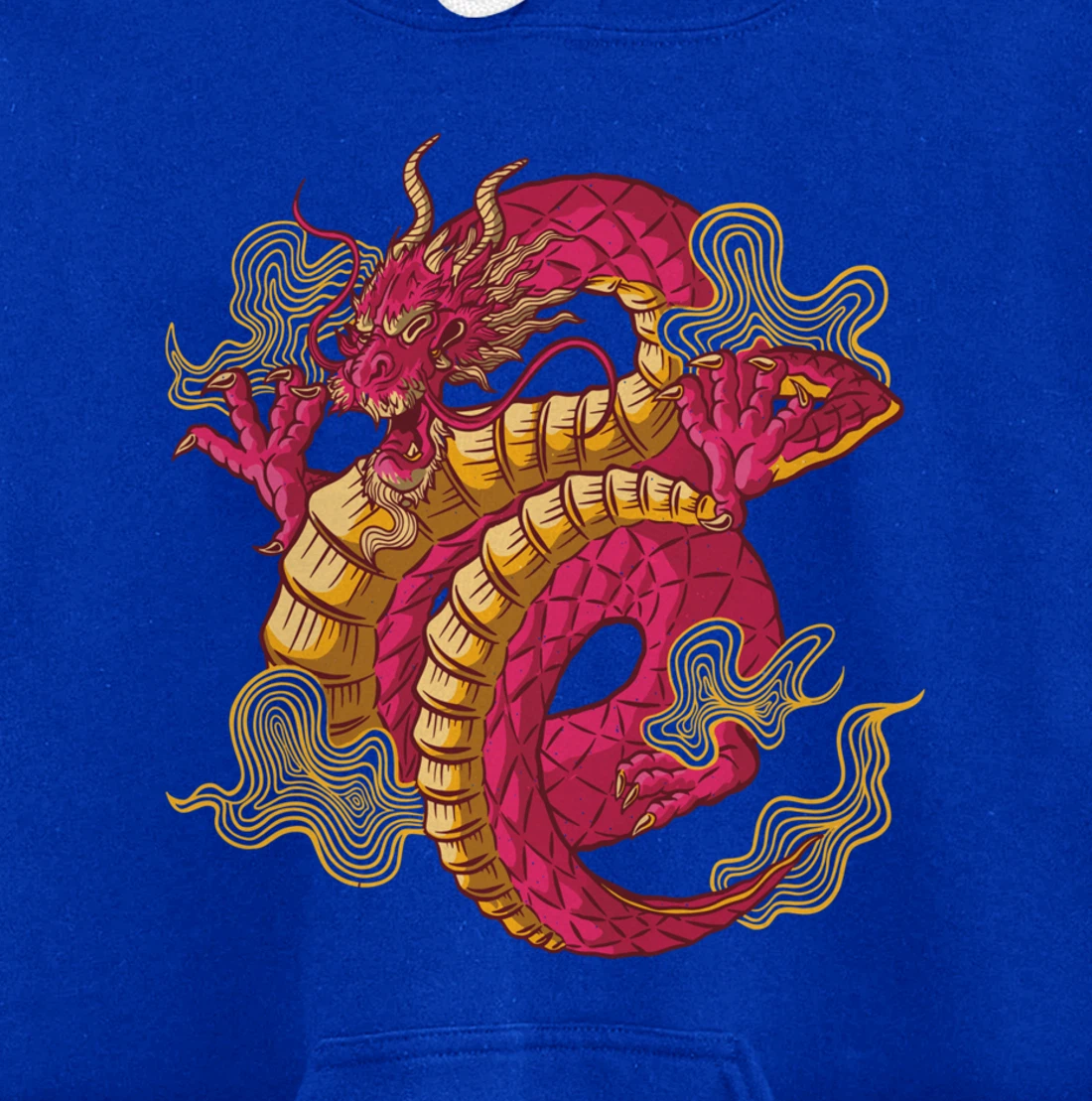 Cool Colorful Chinese Dragon Backside Pullover Hoodie