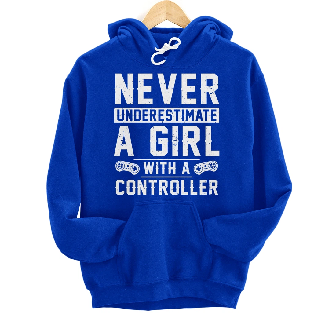 Video Gamer Girl With A Controller Pullover Hoodie