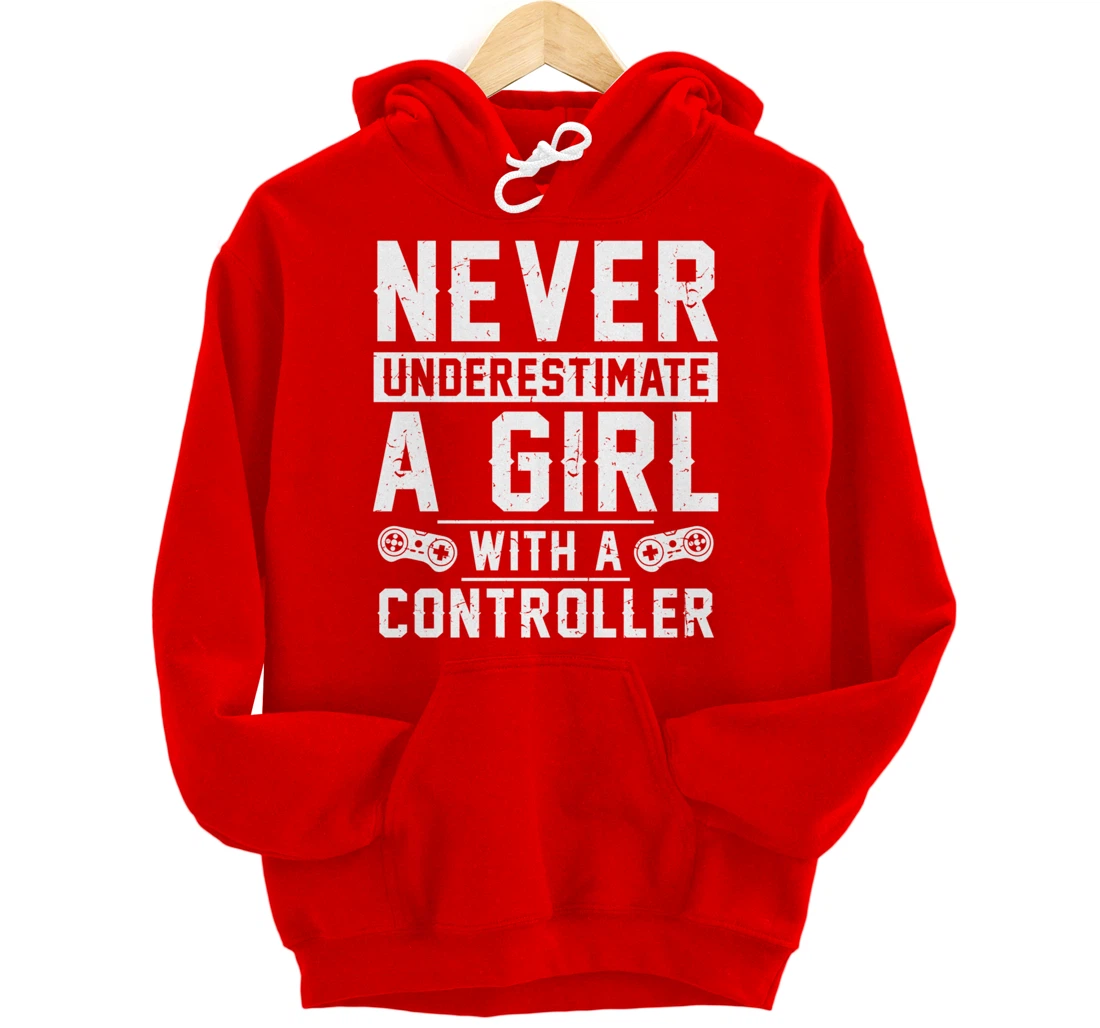 Video Gamer Girl With A Controller Pullover Hoodie