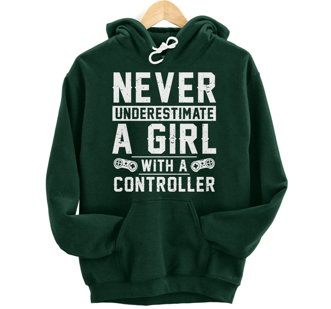 Video Gamer Girl With A Controller Pullover Hoodie