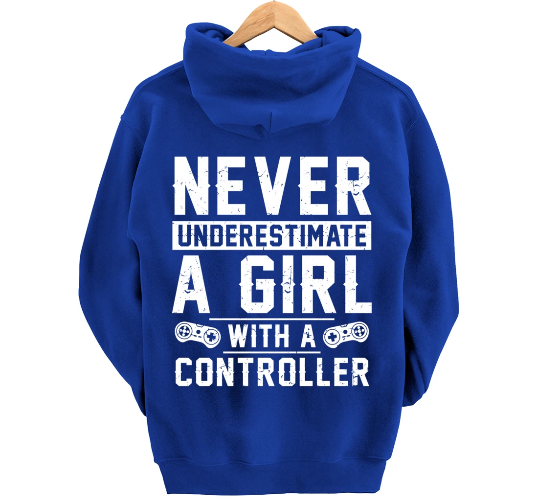 Video Gamer Girl With A Controller Pullover Hoodie