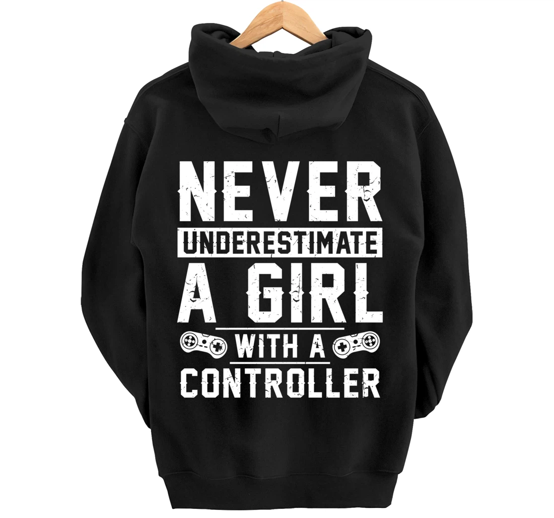 Video Gamer Girl With A Controller Pullover Hoodie