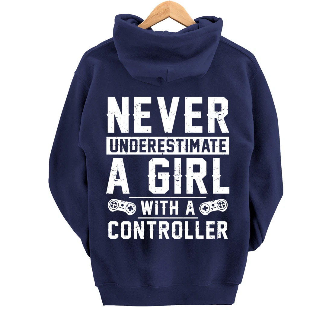 Video Gamer Girl With A Controller Pullover Hoodie