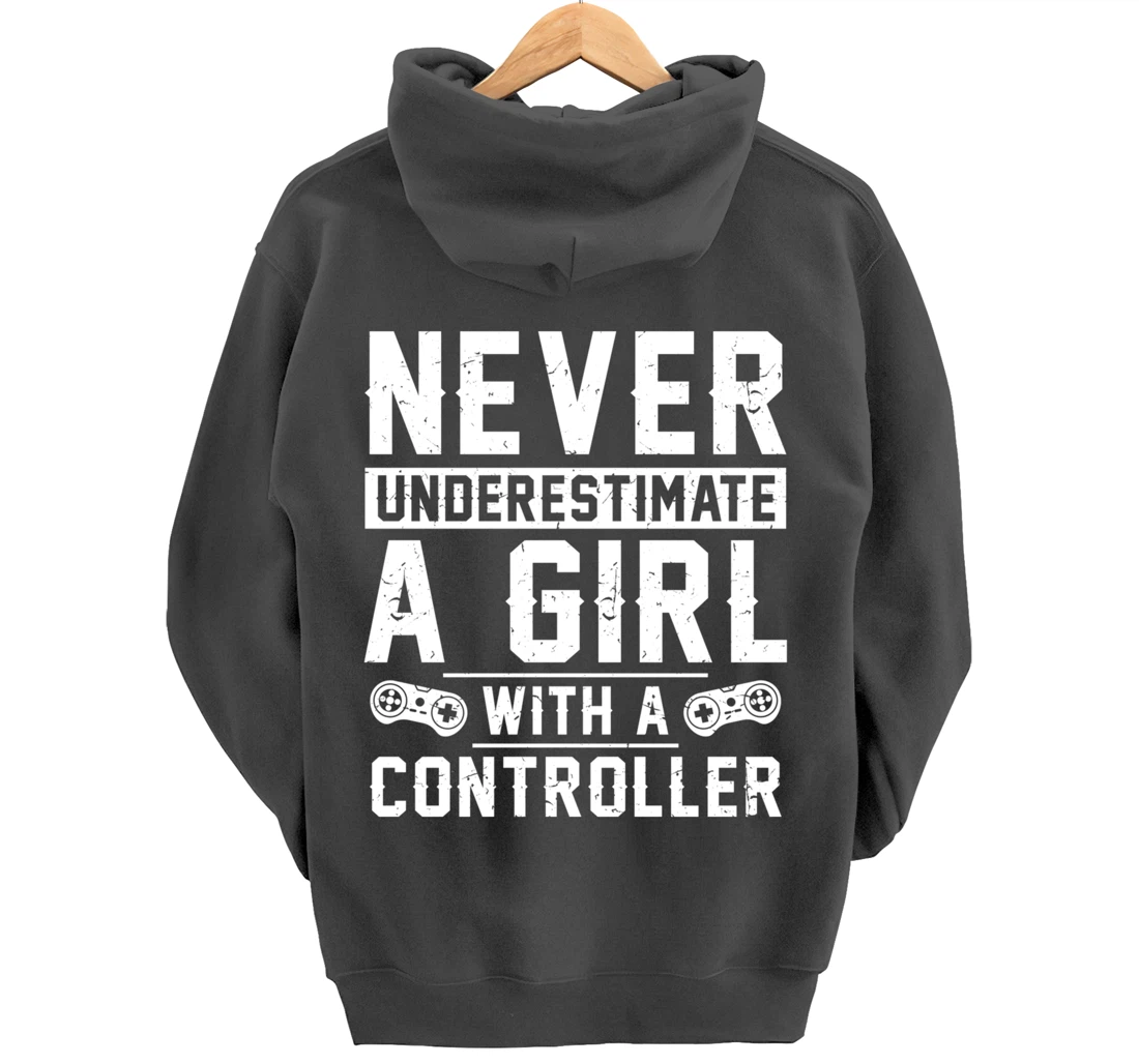Video Gamer Girl With A Controller Pullover Hoodie