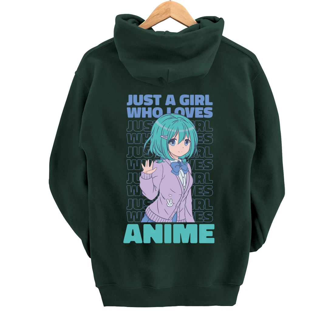 Just A Girl Who Loves Anime. Anime Girl. Anime Merch. Otaku Pullover Hoodie
