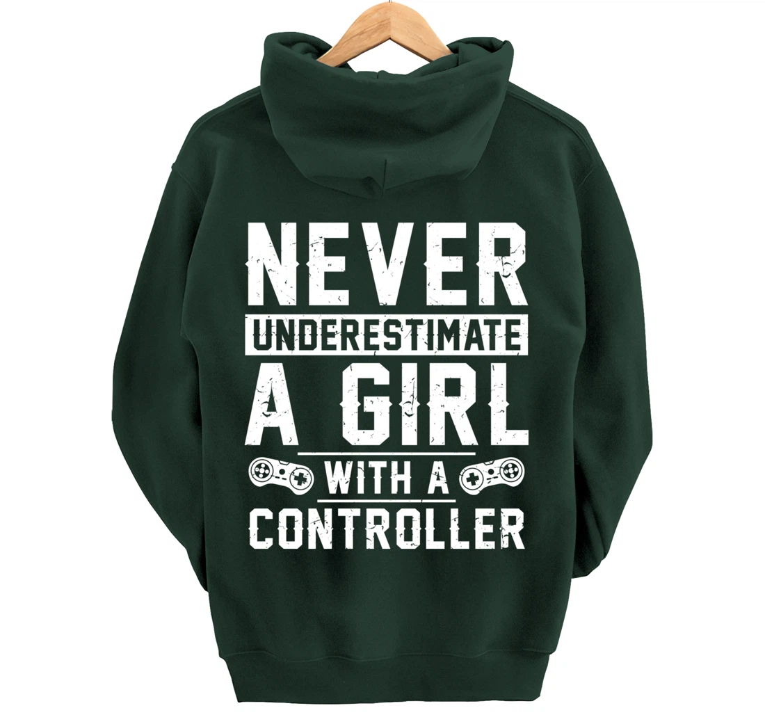 Video Gamer Girl With A Controller Pullover Hoodie