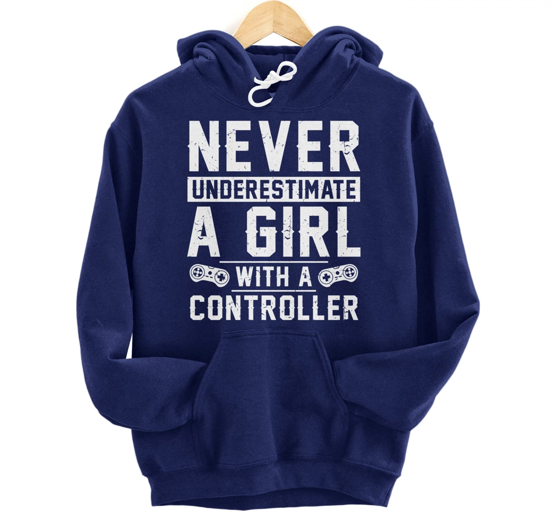 Video Gamer Girl With A Controller Pullover Hoodie