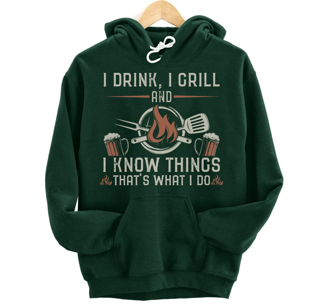 Funny Barbecue Beer Lover Graphic Women Men Meat Smoking BBQ Pullover Hoodie