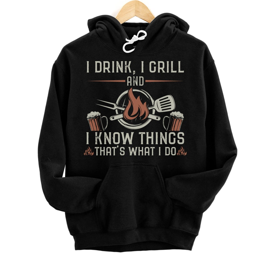 Funny Barbecue Beer Lover Graphic Women Men Meat Smoking BBQ Pullover Hoodie