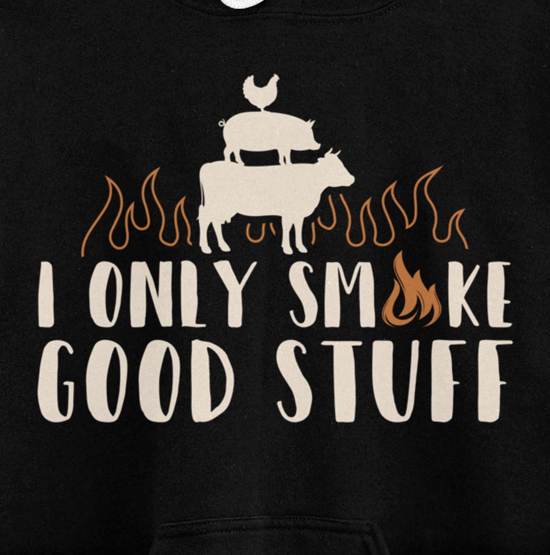Funny Cow Pig Chicken BBQ Good Stuff Graphic Meat Smoking Pullover Hoodie
