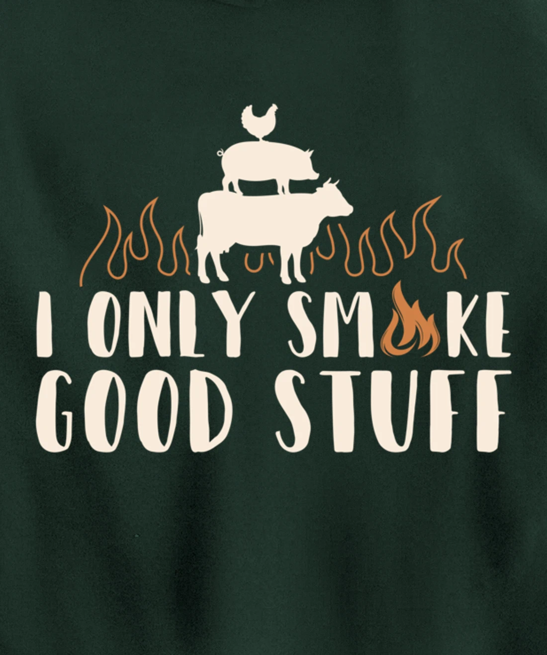 Funny Cow Pig Chicken BBQ Good Stuff Graphic Meat Smoking Pullover Hoodie