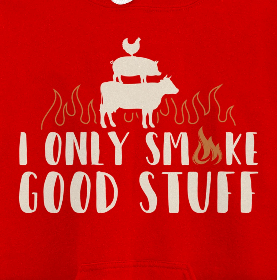 Funny Cow Pig Chicken BBQ Good Stuff Graphic Meat Smoking Pullover Hoodie