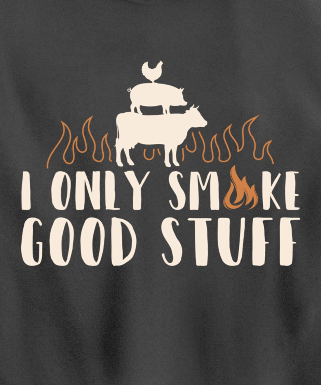 Funny Cow Pig Chicken BBQ Good Stuff Graphic Meat Smoking Pullover Hoodie