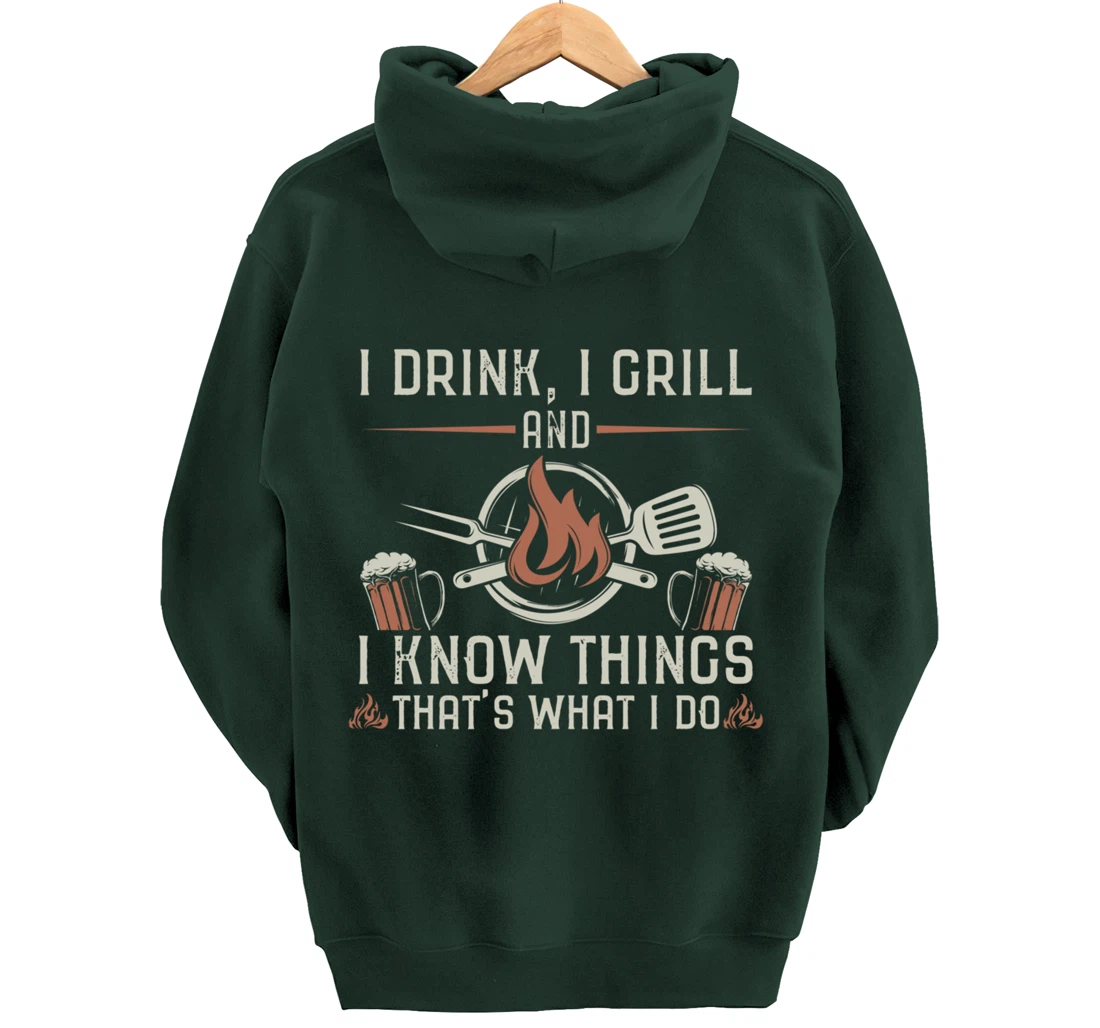 Funny Barbecue Beer Lover Graphic Women Men Meat Smoking BBQ Pullover Hoodie