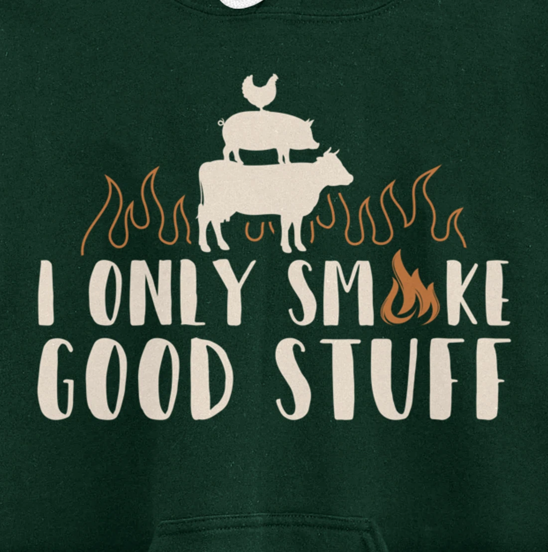 Funny Cow Pig Chicken BBQ Good Stuff Graphic Meat Smoking Pullover Hoodie
