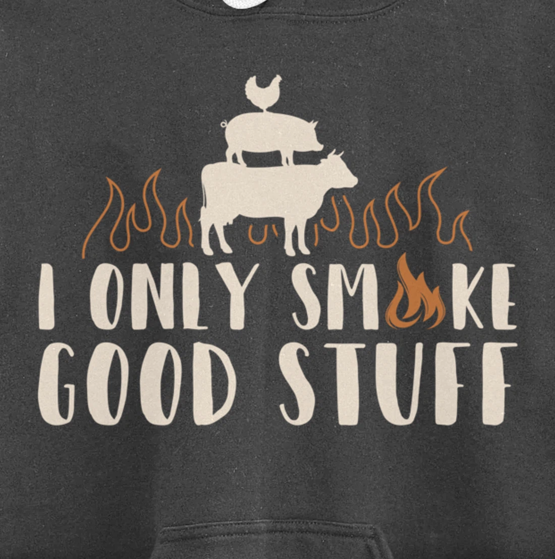 Funny Cow Pig Chicken BBQ Good Stuff Graphic Meat Smoking Pullover Hoodie