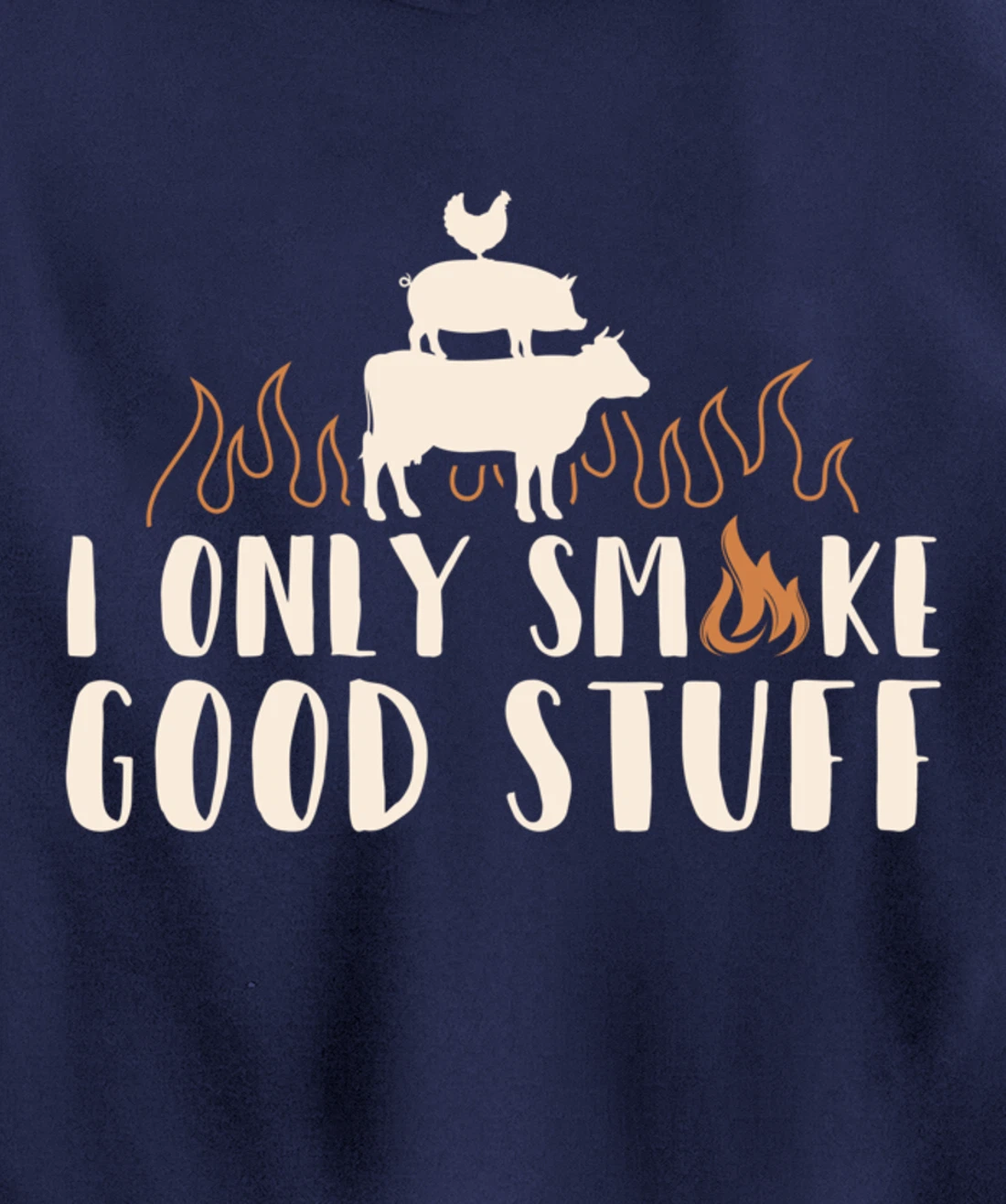 Funny Cow Pig Chicken BBQ Good Stuff Graphic Meat Smoking Pullover Hoodie