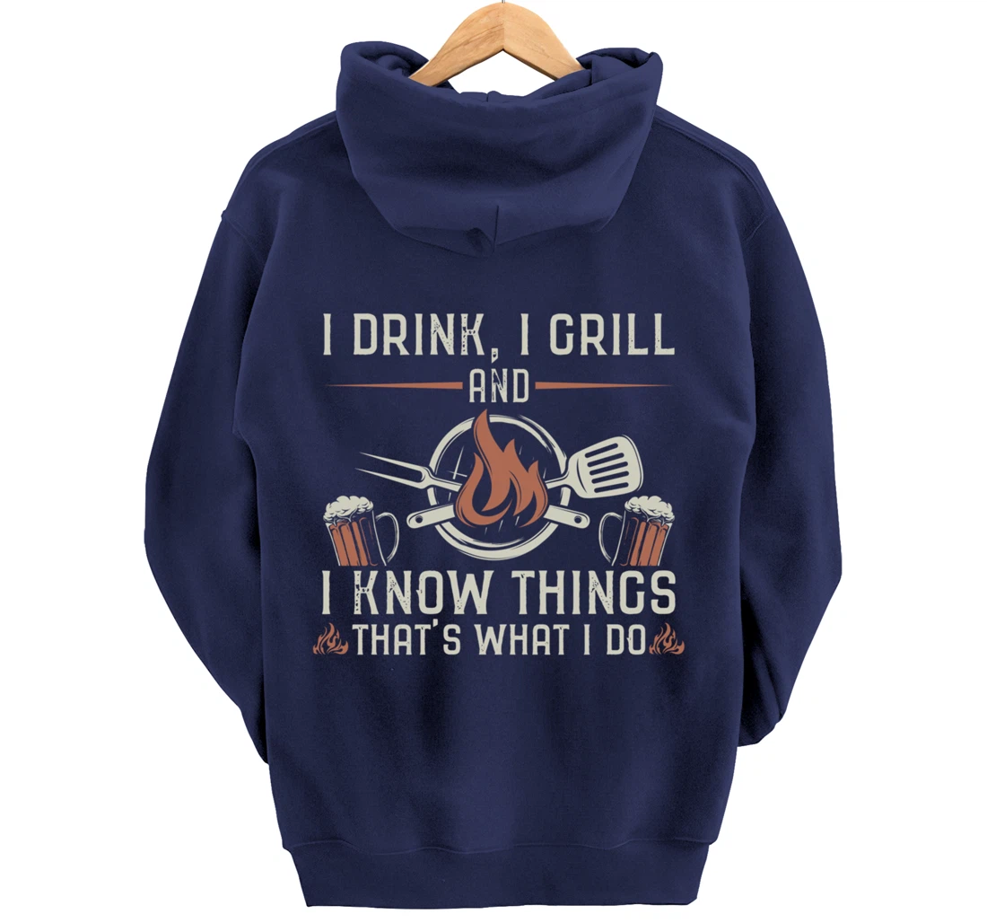 Funny Barbecue Beer Lover Graphic Women Men Meat Smoking BBQ Pullover Hoodie