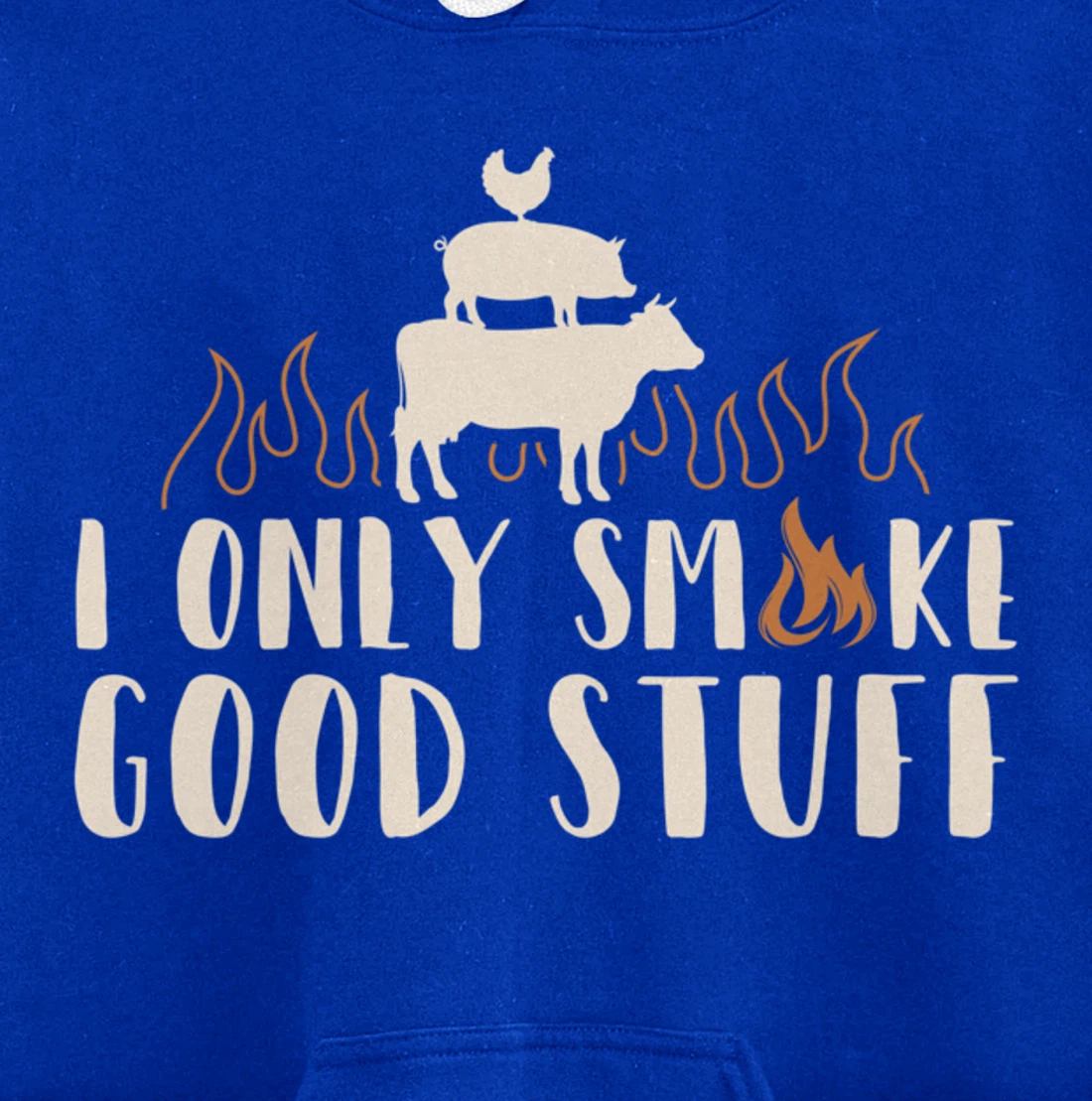 Funny Cow Pig Chicken BBQ Good Stuff Graphic Meat Smoking Pullover Hoodie