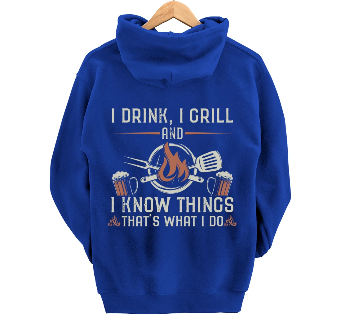 Funny Barbecue Beer Lover Graphic Women Men Meat Smoking BBQ Pullover Hoodie