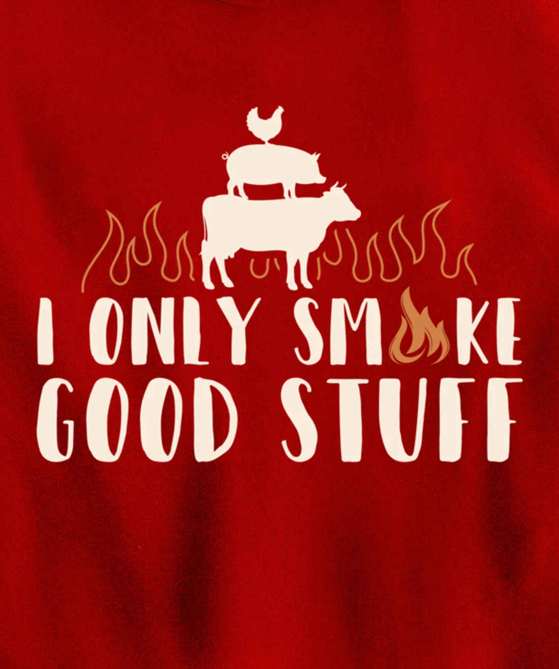 Funny Cow Pig Chicken BBQ Good Stuff Graphic Meat Smoking Pullover Hoodie