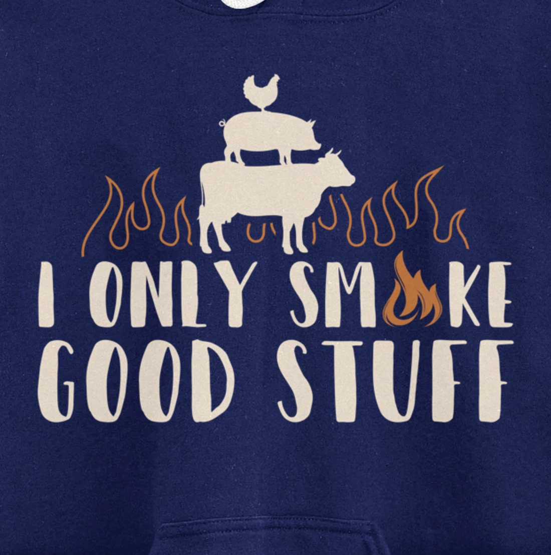 Funny Cow Pig Chicken BBQ Good Stuff Graphic Meat Smoking Pullover Hoodie