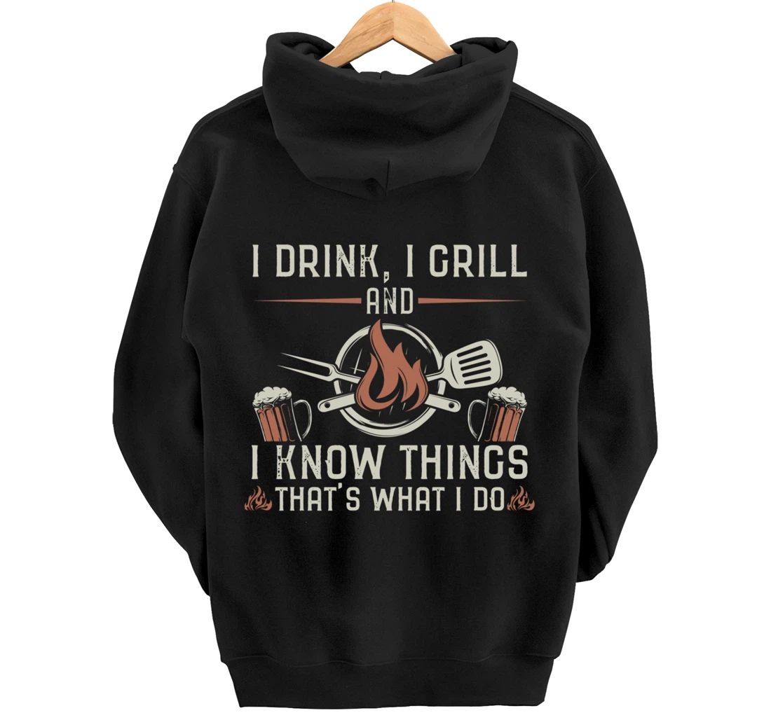 Funny Barbecue Beer Lover Graphic Women Men Meat Smoking BBQ Pullover Hoodie