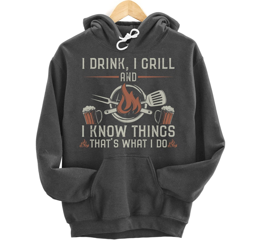 Funny Barbecue Beer Lover Graphic Women Men Meat Smoking BBQ Pullover Hoodie