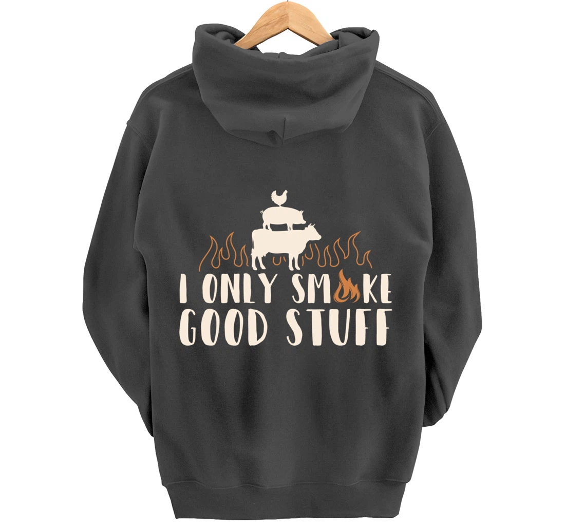 Funny Cow Pig Chicken BBQ Good Stuff Graphic Meat Smoking Pullover Hoodie