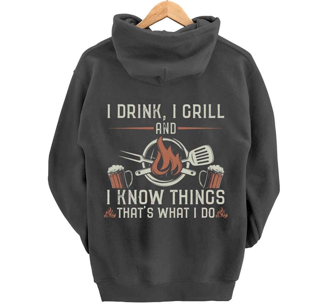 Funny Barbecue Beer Lover Graphic Women Men Meat Smoking BBQ Pullover Hoodie