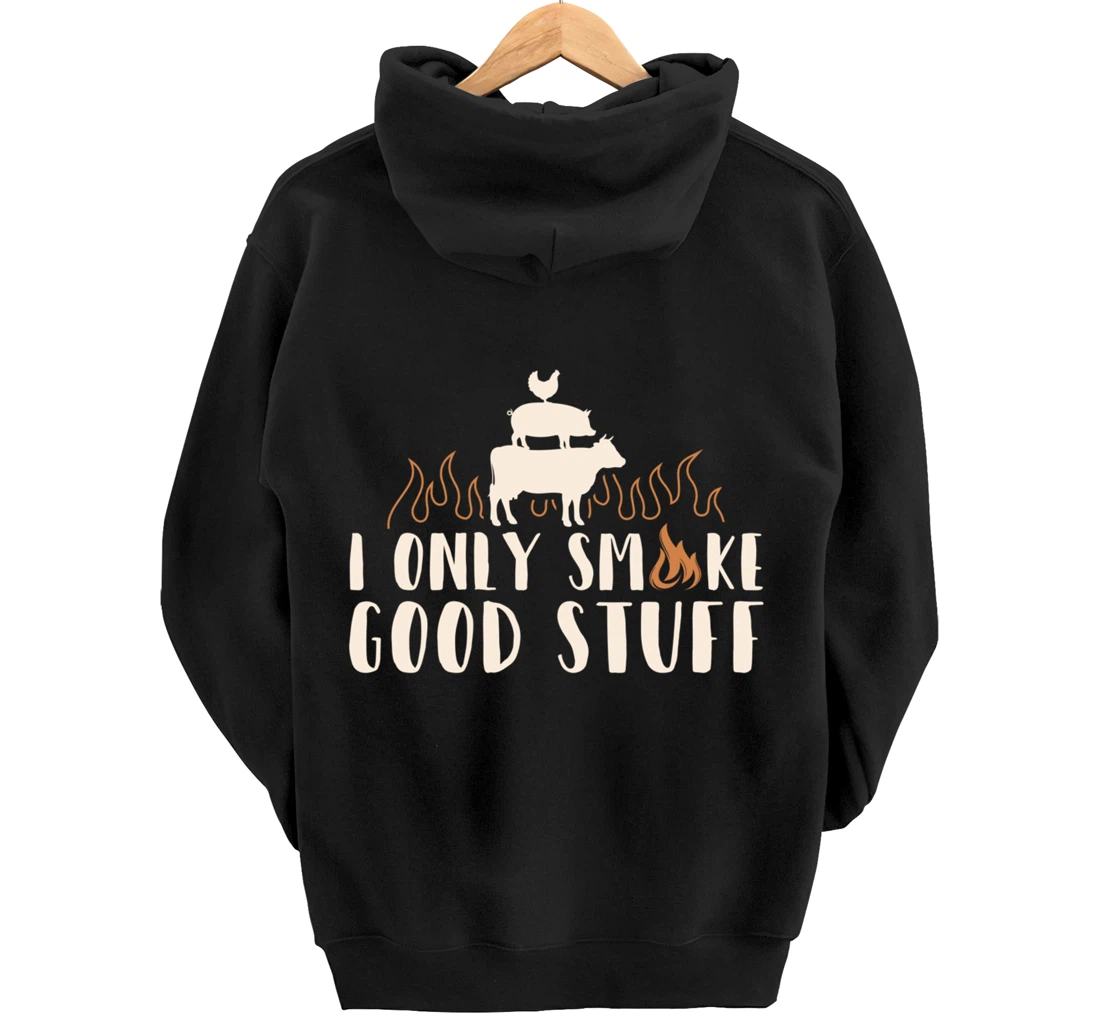 Funny Cow Pig Chicken BBQ Good Stuff Graphic Meat Smoking Pullover Hoodie